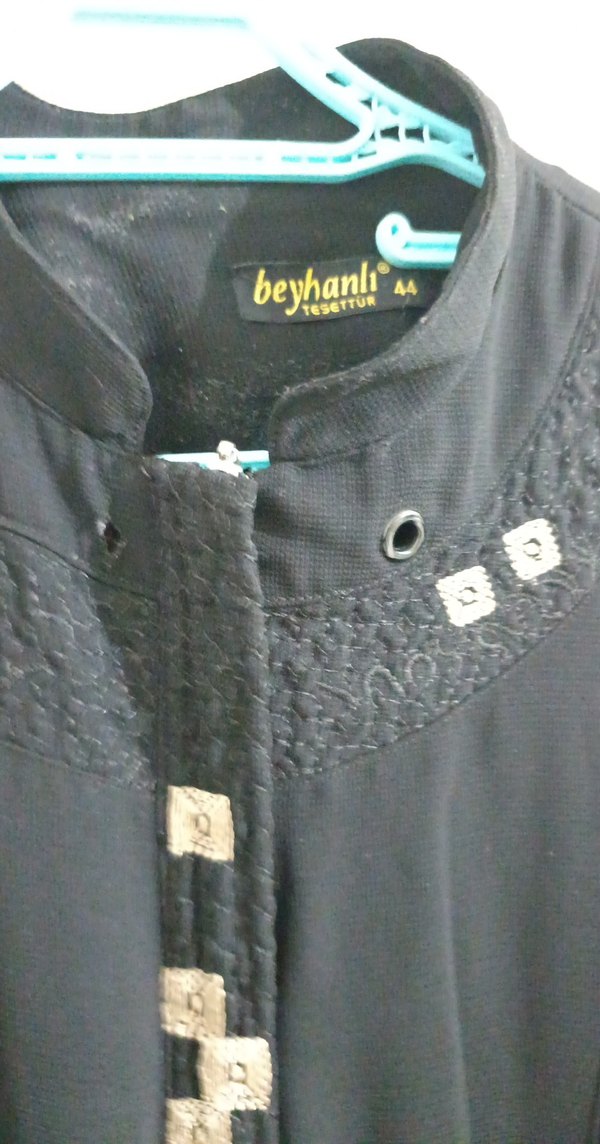 Düğmeli Siyah Uzun Kadın ferace - Görsel 3