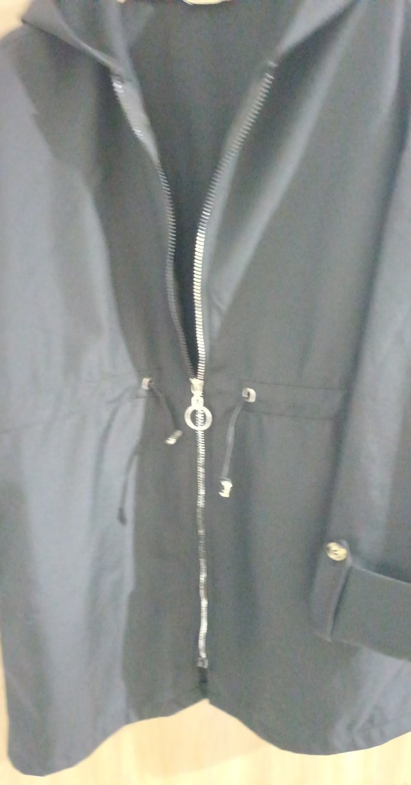 Kapüşonlu Düğmeli Uzun siyah Kadın Ceket - Görsel 5