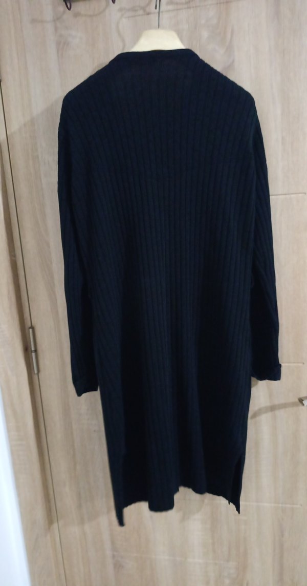 Uzun Siyah Triko Kadın Hırka - Görsel 3