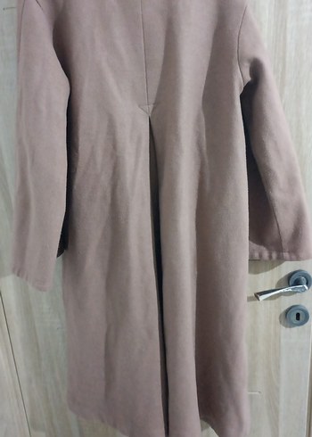 Düğmeli Bej Süet Kadın Uzun Kaban - Görsel 3