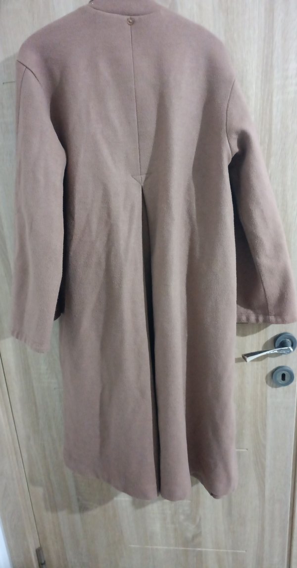 Düğmeli Bej Süet Kadın Uzun Kaban - Görsel 3