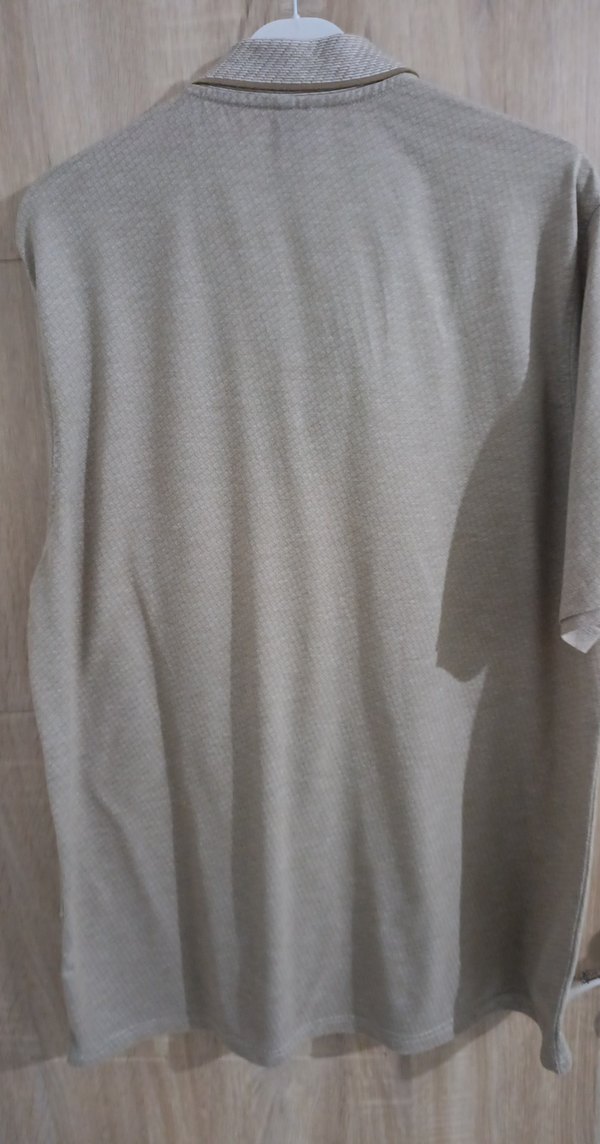 Bej Keten Kısa Kollu Polo Tişört - Görsel 3