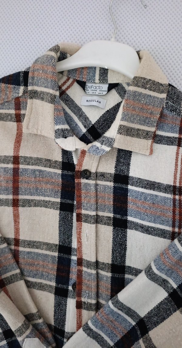 Düğmeli, Kareli, Dar Kesim Erkek  Gömlek - Görsel 2