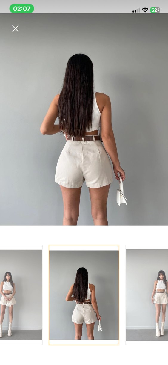 Bej Kemerli Mini Keten Etek - Görsel 4