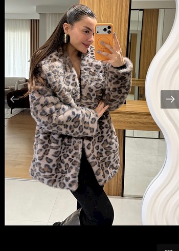 Leopar pembe yakalı kürk - Görsel 2