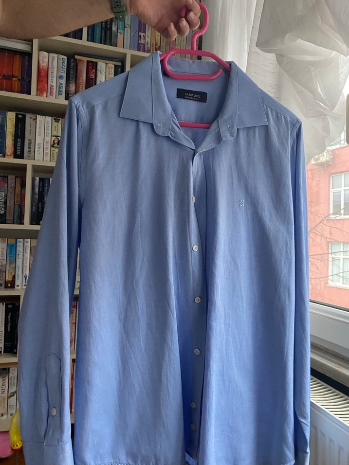 Erkek Mavi Denim Düğmeli Gömlek - Görsel 3