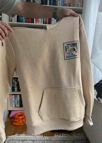 Bej Sweatshirt Bisiklet Yaka Baskılı - Görsel 4