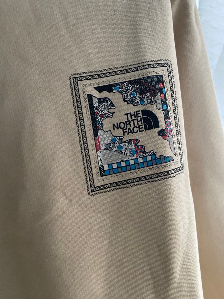 Bej Sweatshirt Bisiklet Yaka Baskılı - Görsel 3