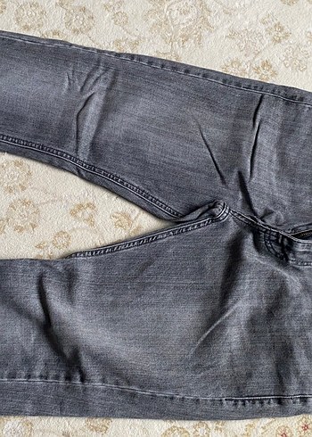 Gri Bol Kesim Midi Denim Kadın Pantolon - Görsel 3