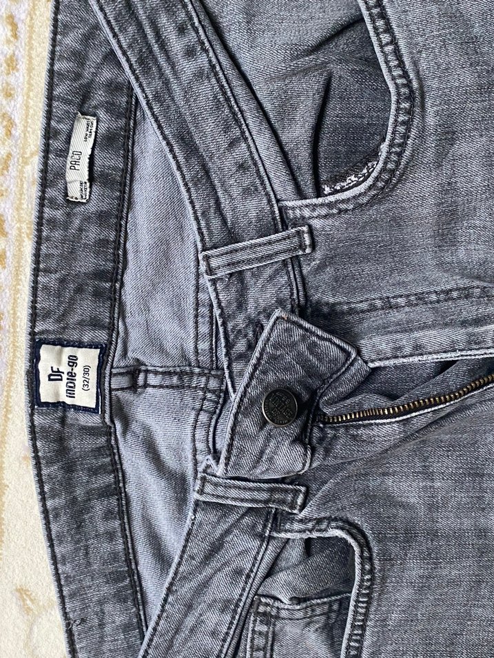 Gri Bol Kesim Midi Denim Kadın Pantolon - Görsel 2