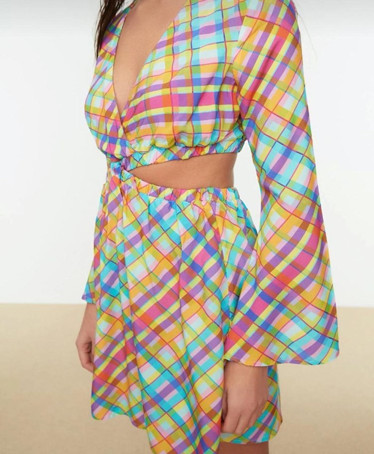 Renkli Mini Elbise - Görsel 3