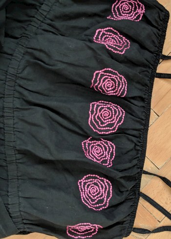 Pembe Nakışlı kısa Elbise