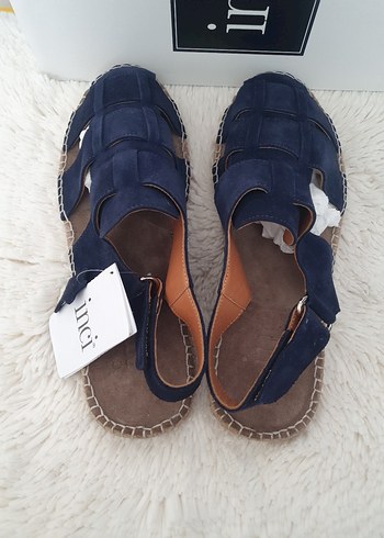 Mavi Süet Erkek Espadril Sandalet - Görsel 4