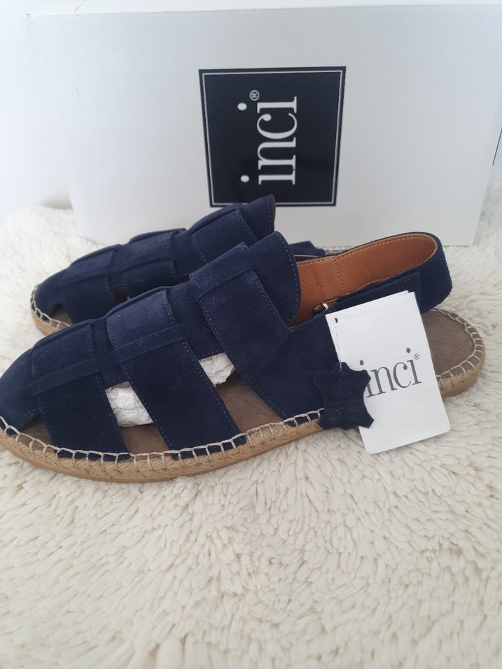 Mavi Süet Erkek Espadril Sandalet - Görsel 3