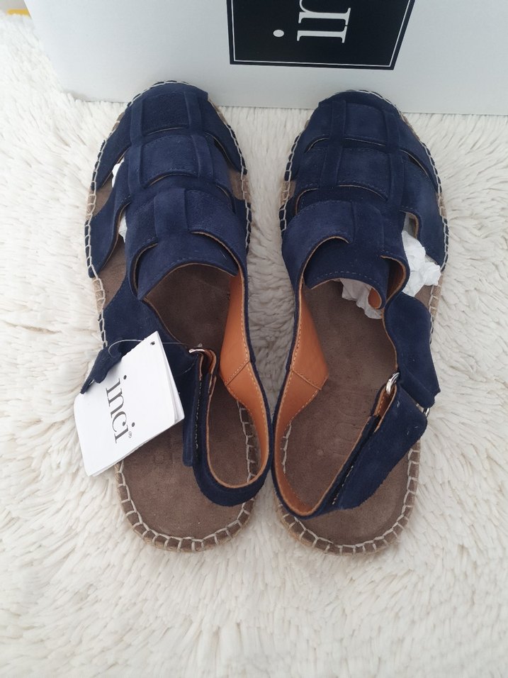 Mavi Süet Erkek Espadril Sandalet - Görsel 4