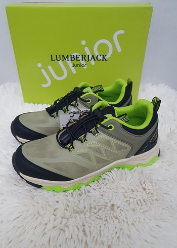 35 Beden Erkek Çocuk Gri Yeşil Spor Ayakkabı Velcro