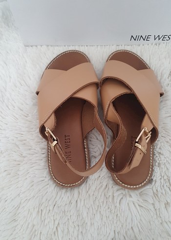 35 Beden camel Renk Nine West Bej Deri Dolgu Topuklu Kadın Sandalet