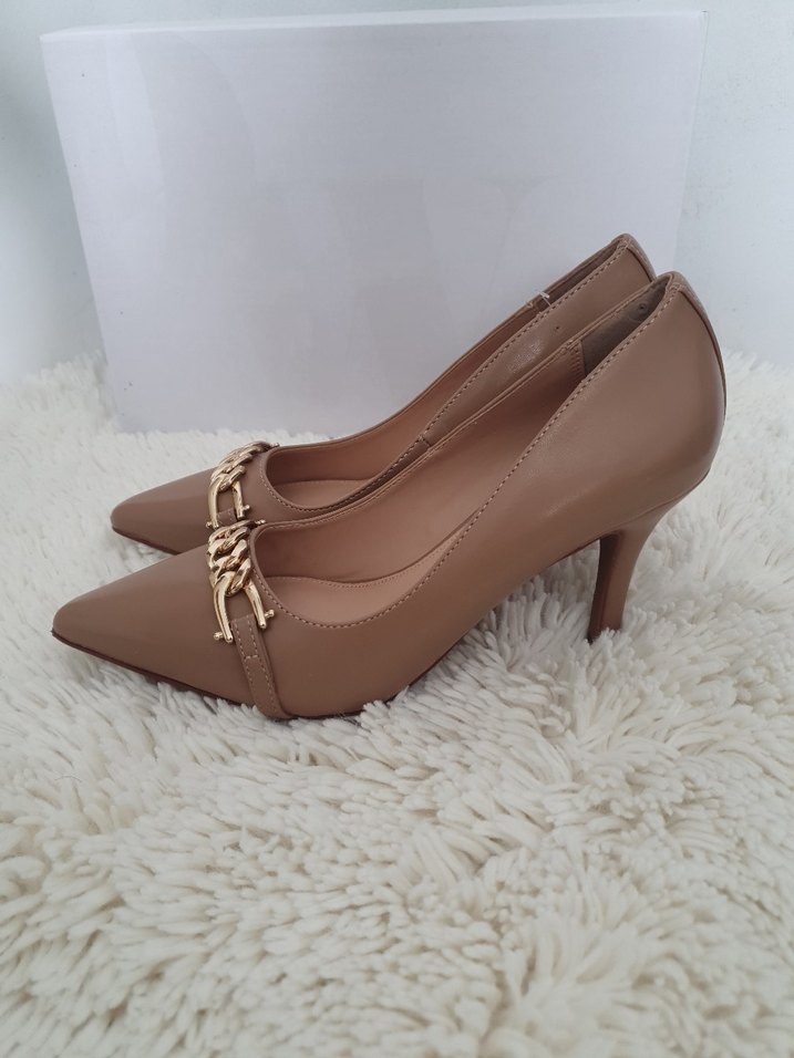 Nine West Bej Deri Stiletto Topuklu Kadın Ayakkabı - Görsel 3