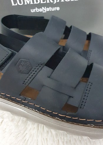 Erkek Lacivert Deri Kayışlı Sandalet - Görsel 5