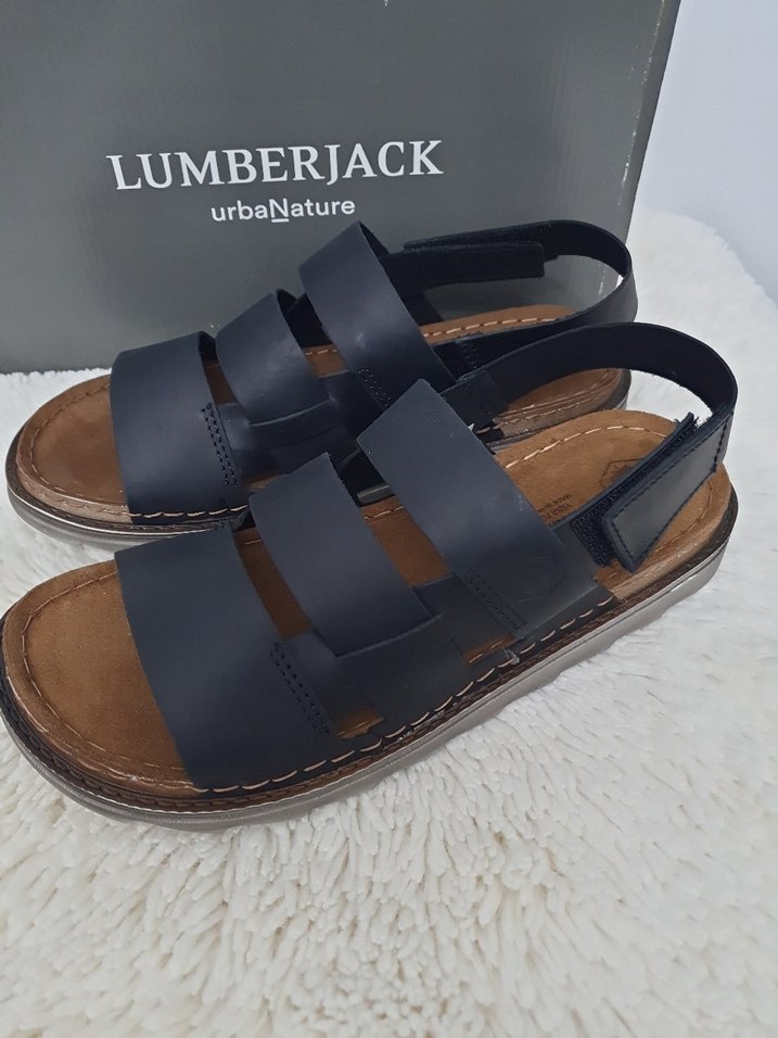 Erkek Lacivert Deri Kayışlı Sandalet - Görsel 3