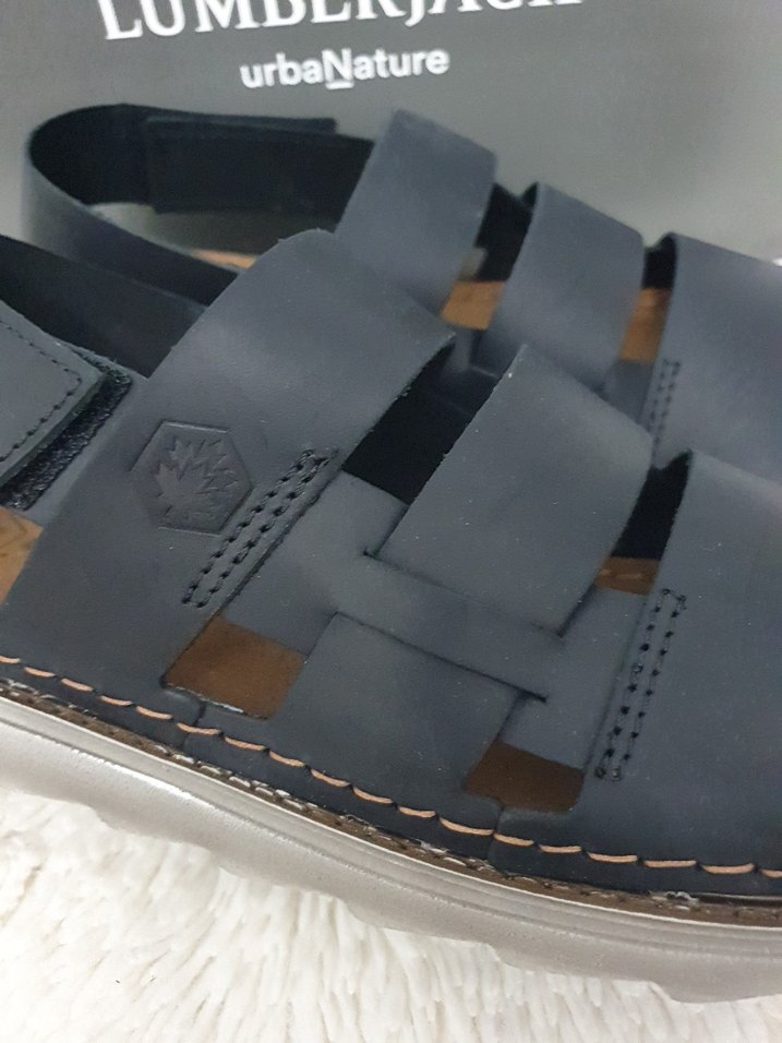 Erkek Lacivert Deri Kayışlı Sandalet - Görsel 5