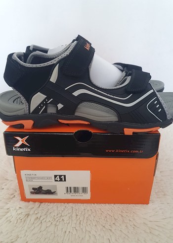 Erkek Gri-Siyah Spor Sandalet Velcro Kapatma - Görsel 7