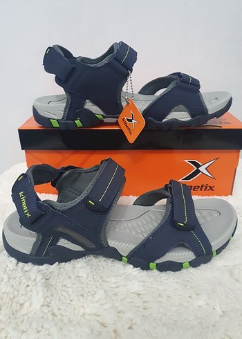 Erkek Spor Gri-Mavi Cırtcırtlı Sandalet - Görsel 7