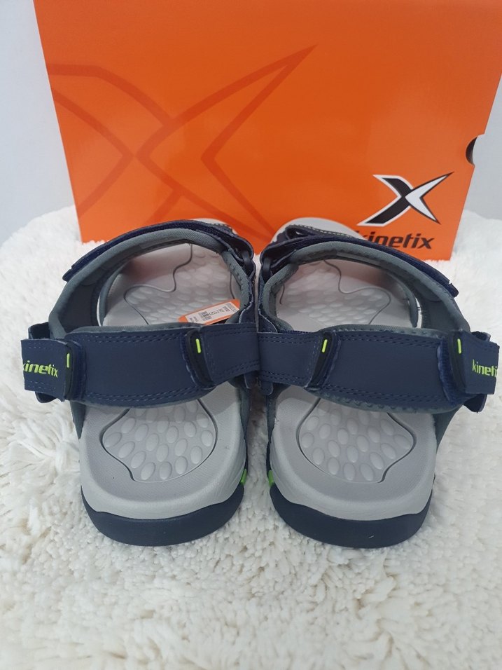 Erkek Spor Gri-Mavi Cırtcırtlı Sandalet - Görsel 4