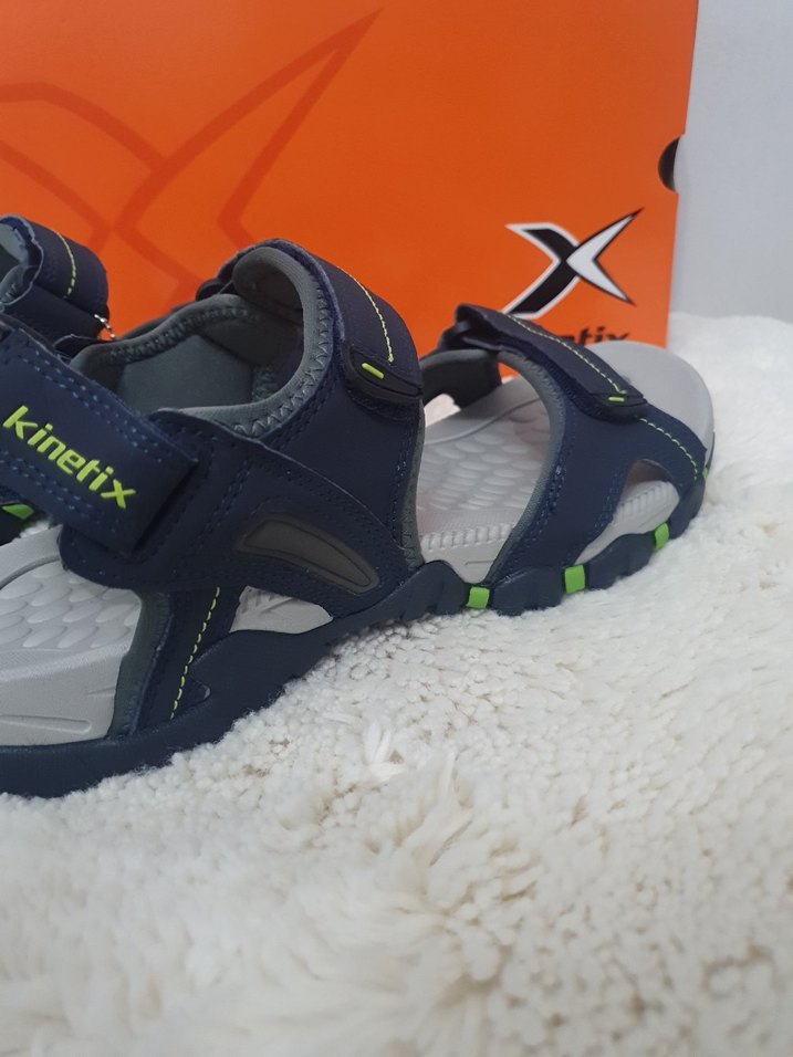 Erkek Spor Gri-Mavi Cırtcırtlı Sandalet - Görsel 5