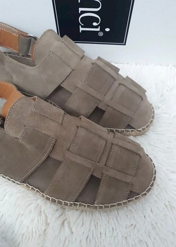 İnci Bej Deri Sandalet - Görsel 6