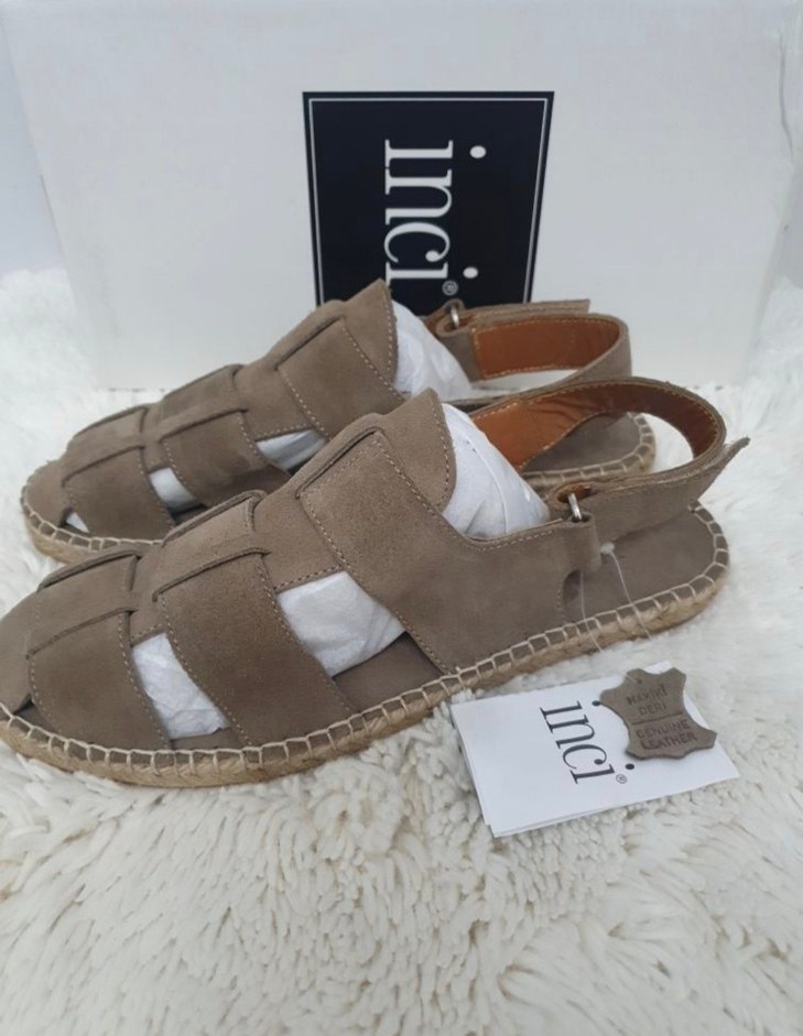 İnci Bej Deri Sandalet - Görsel 3