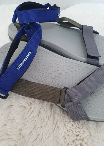 Mavi Gri Erkek Spor Sandalet Velcro - Görsel 6