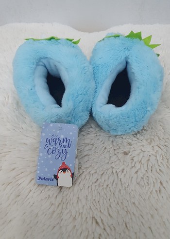 26 Beden mavi Renk Erkek Çocuk Renkli Peluş Ev Terliği