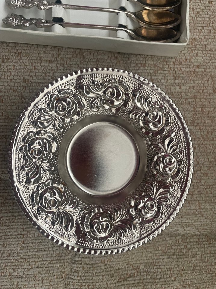 Vintage alman gümüş kaplama İşlemeli çay seti - Görsel 4