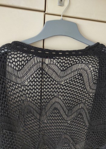 Very Nice Siyah Örgü Bohem Hırka - Görsel 6