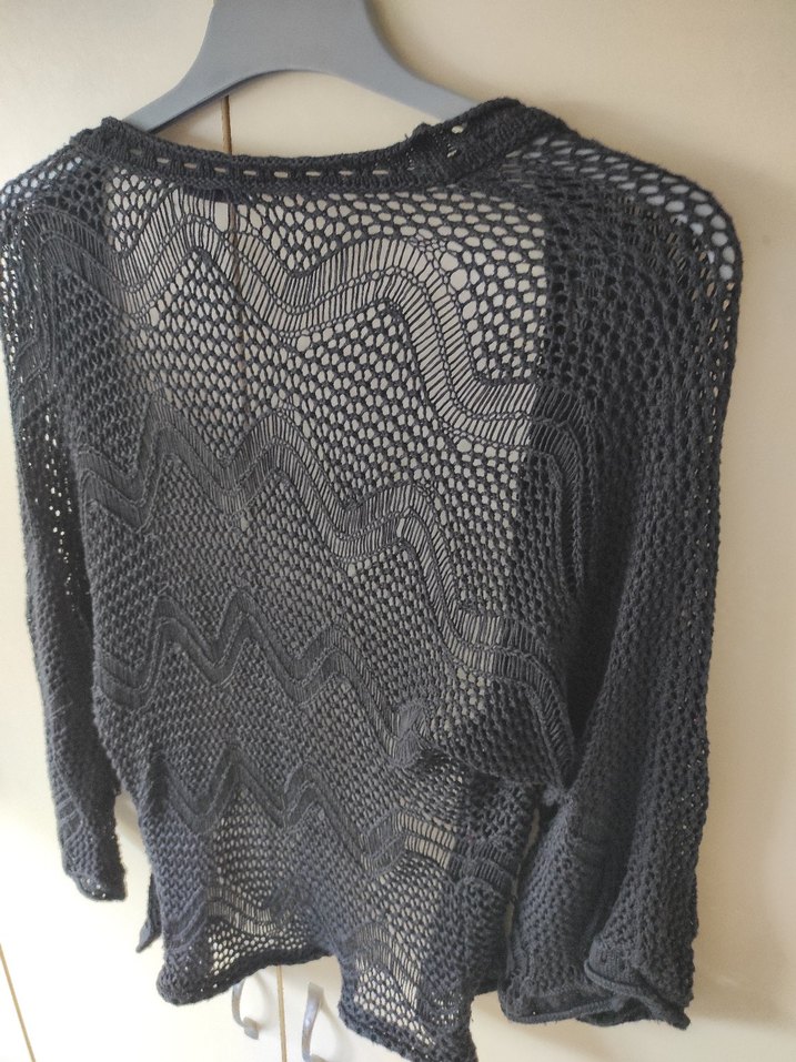 Very Nice Siyah Örgü Bohem Hırka - Görsel 5