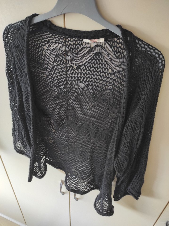 Very Nice Siyah Örgü Bohem Hırka - Görsel 2