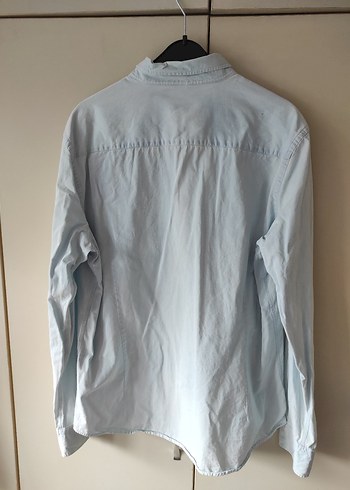 Diğer Mavi Denim Uzun Kollu Erkek Gömlek