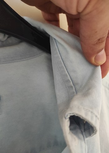 xl Beden Mavi Denim Uzun Kollu Erkek Gömlek