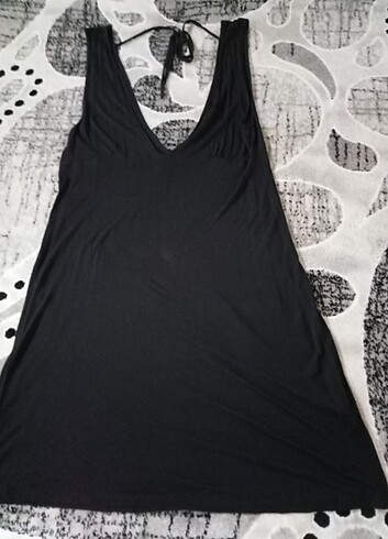 Siyah midi boy penye yazlık elbise
