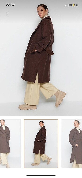 Trendyol & Milla acı kahve oversize L beden kaban