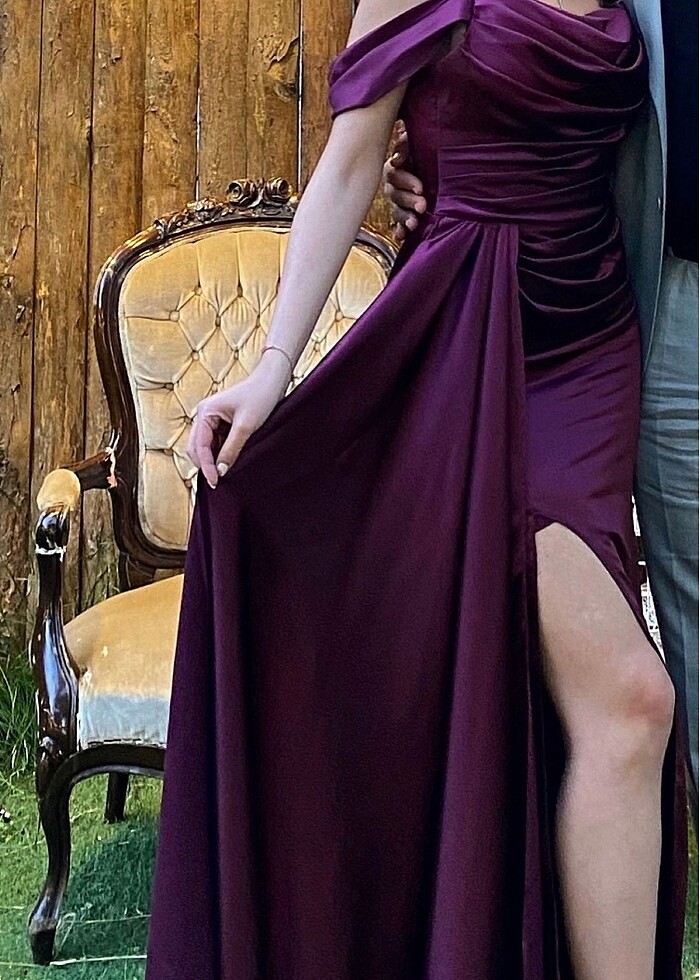 Saten Maxi Abiye Elbise - Görsel 2