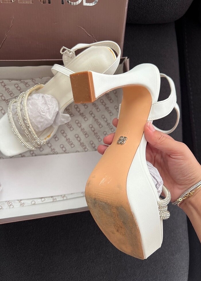 Beyaz platform topuklu gelin ayakkabısı - Görsel 3