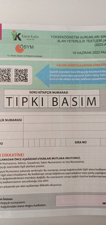 Beden İnformal Yayınları Son 6 Yıl AYT Sınavları Tıpkı Basım