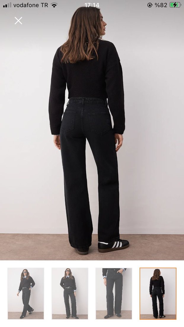 Kadın Siyah Kemerli Normal Kesim Kot Pantolon - Görsel 2