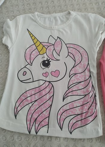 2 Yaş Beden Pembe Unicorn Baskılı Kız Bebek Takımı
