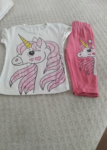 Diğer Pembe Unicorn Baskılı Kız Bebek Takımı