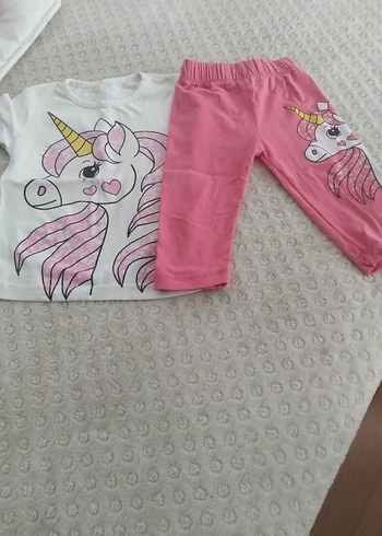 Pembe Unicorn Baskılı Kız Bebek Takımı