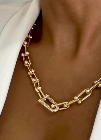 Beden Tiffany Zirkon Taşlıçay Zincir Kolye-Gold