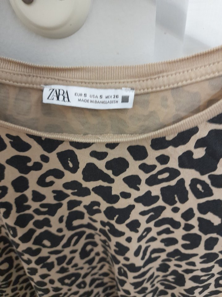 Kahverengi Leopar Desenli Kısa Kollu Tişört - Görsel 2